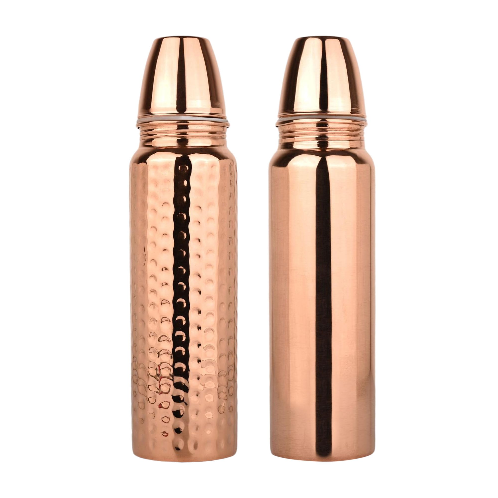 Amazon.com: Set of Plain and Hammered Copper Water Bottle Thermos